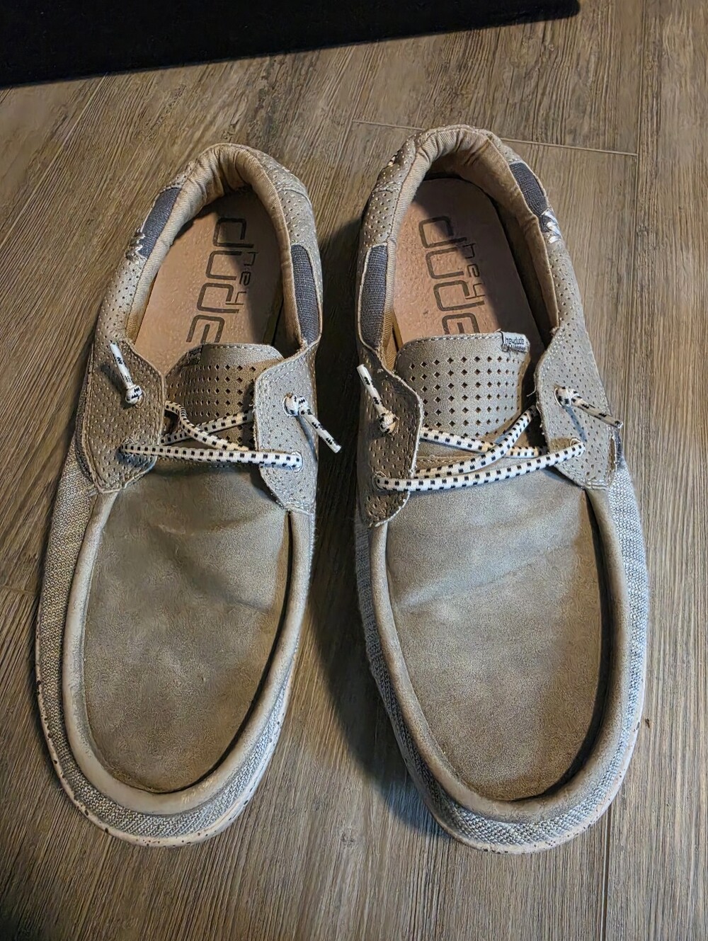 HEYDUDE Men's Casual Slip-On Boat Shoes in the Color Oyster